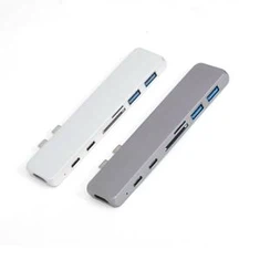 7-ühes USB-C dokkimisjaam Dual USB C kuni USB3.1 * 2, HDMI ™, SD, MicroSD, USB-C PD
