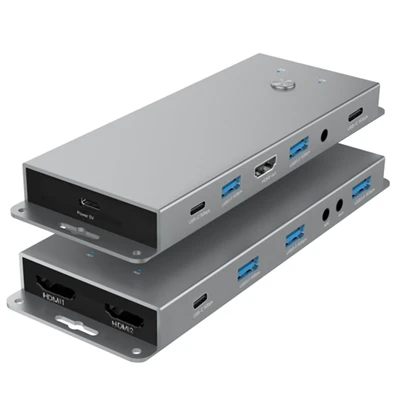 USB 3.{1}} HDMI KVM lüliti 2 HDMI 1 monitoride väljund